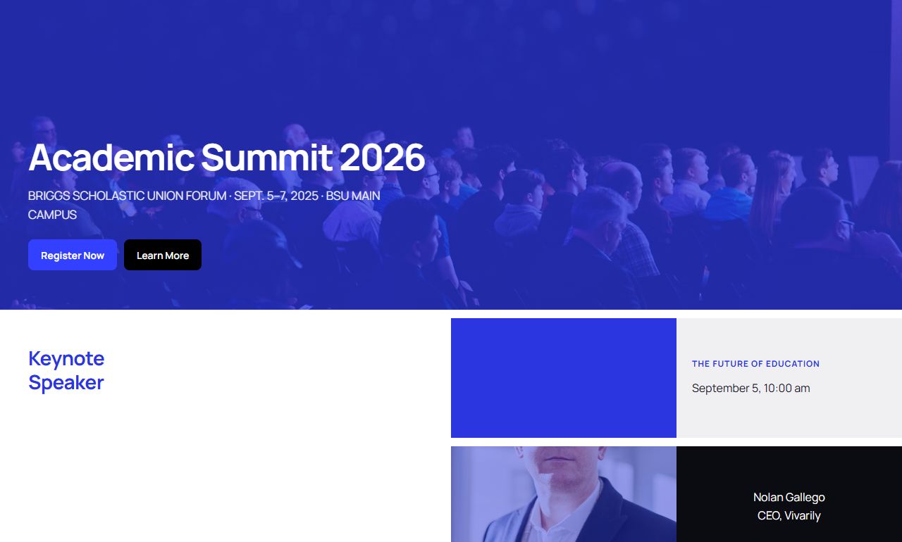 Academic summit template: top of the home page